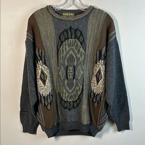 Tosani Vintage 3D Coogi Style Wool Sweater Size M